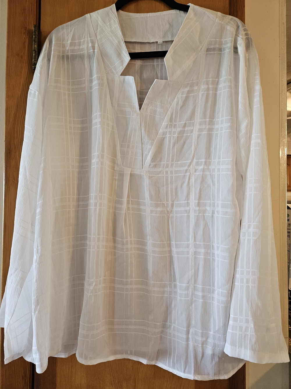 White Textured V-Neck Tunic Top